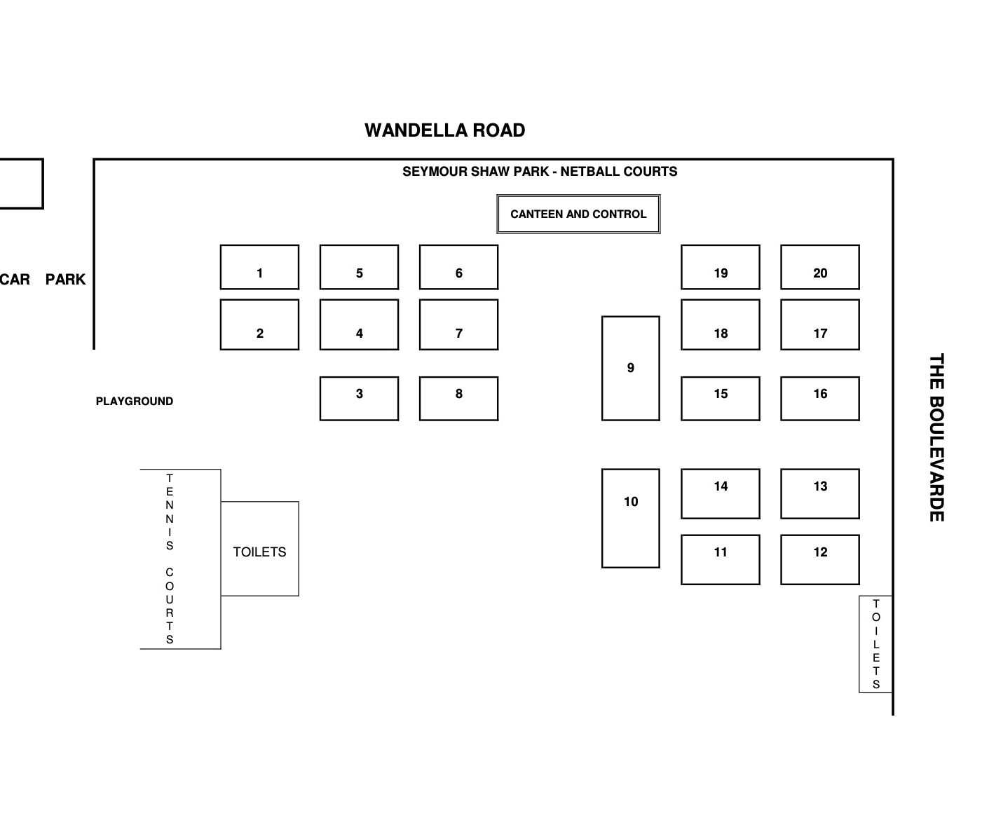 Seymour Shaw Netball Courts Map